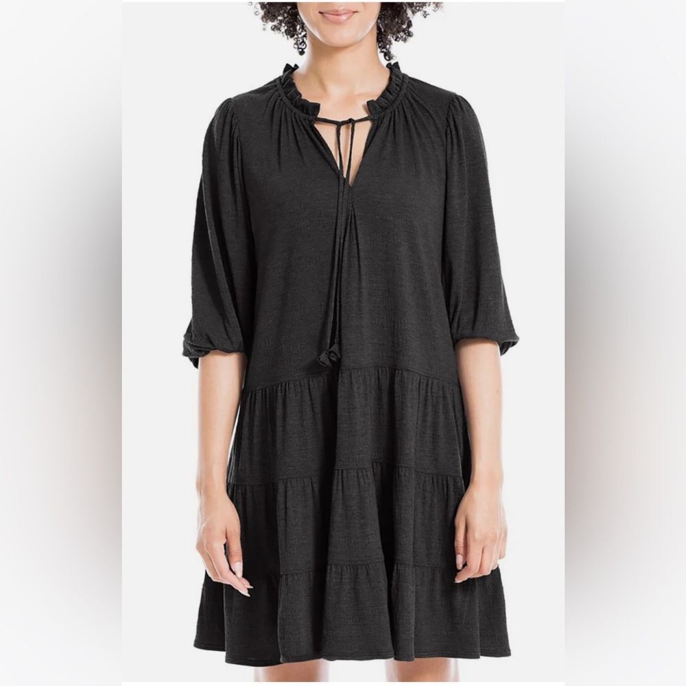 MaxStudio | Women's 3/4 Sleeve Tiered Boho Shift Mini Dress